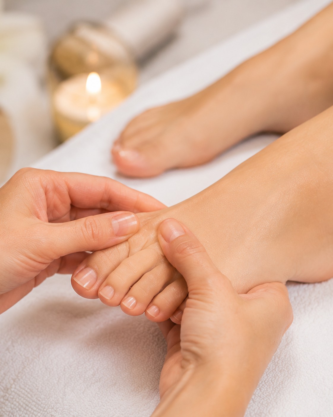 Sanfte Massage der Zehen und des Fußballens